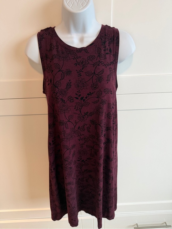 LOFT Dresses & Skirts - LOFT Floral Swing Dress XS | Burgundy Sleeveless Fit & Flare Dress